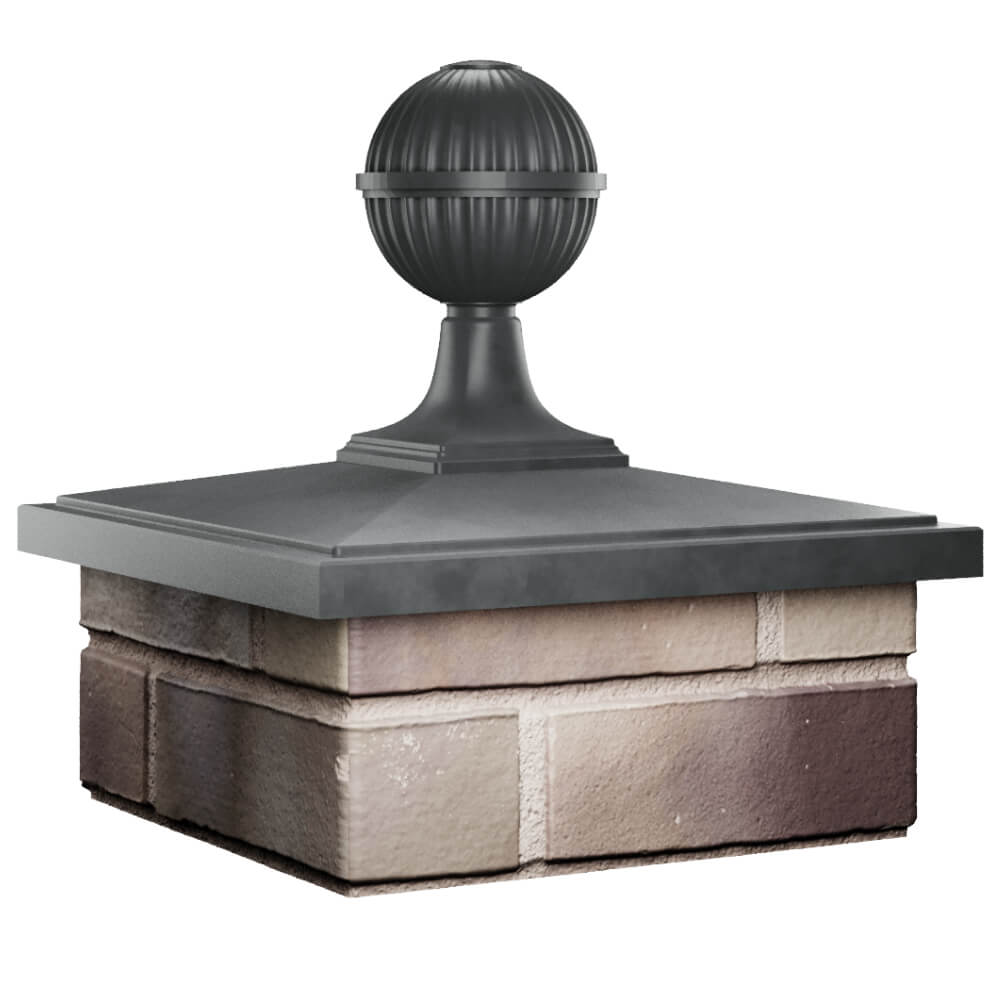 Колпак Zking БонаМоно Серый с шаром на столб 1.5х1.5 кирпича (385х385, 400х400мм) в сборе