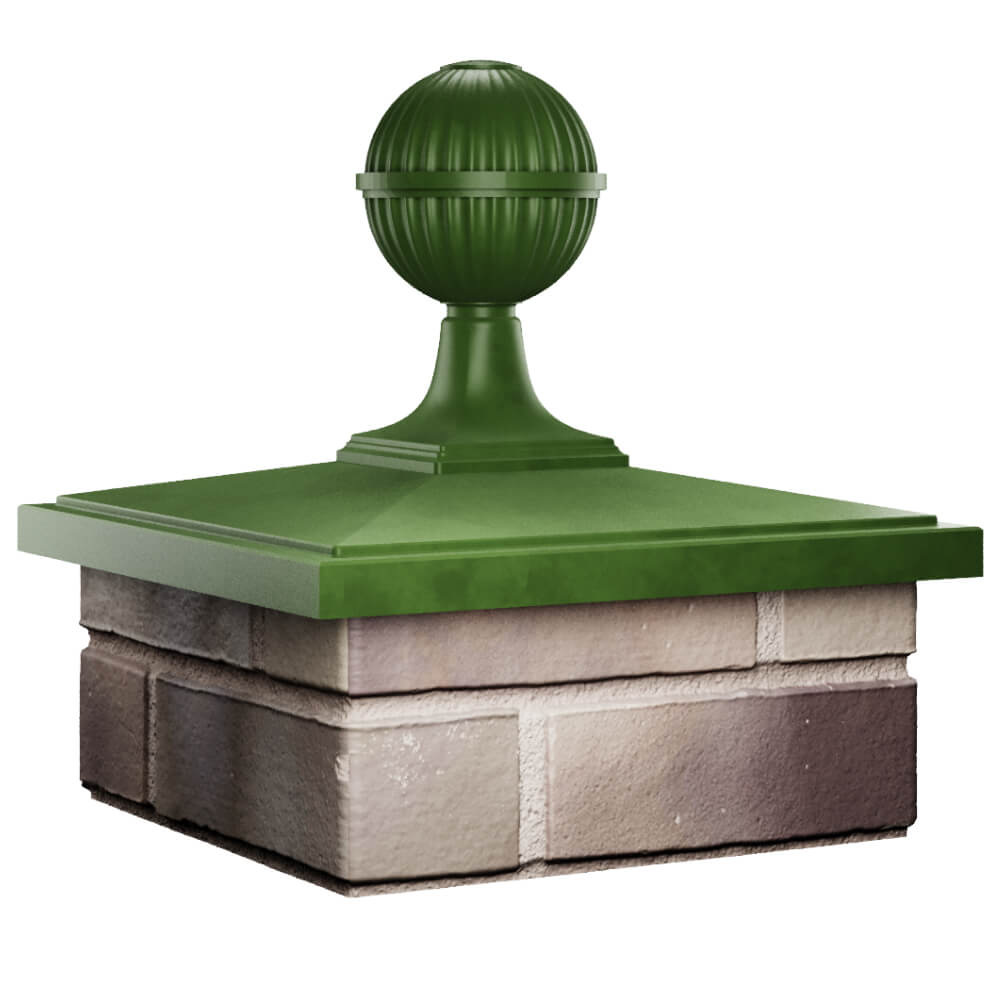 Колпак Zking БонаМоно Зеленый с шаром на столб 1.5х1.5 кирпича (385х385, 400х400мм) в сборе