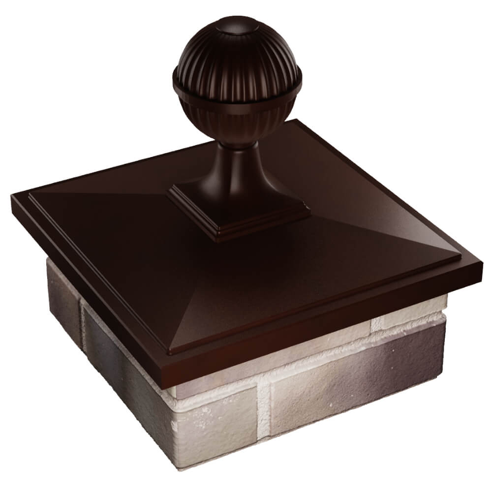 Колпак Zking БонаМоно Коричневый с шаром на столб 1.5х1.5 кирпича (385х385, 400х400мм) в сборе