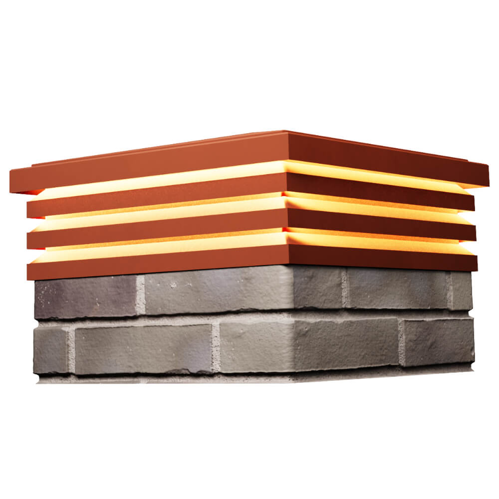 Колпак Zking Бона ХайТек Красный на столб 1.5х1.5 кирпича (385х385мм) с подсветкой