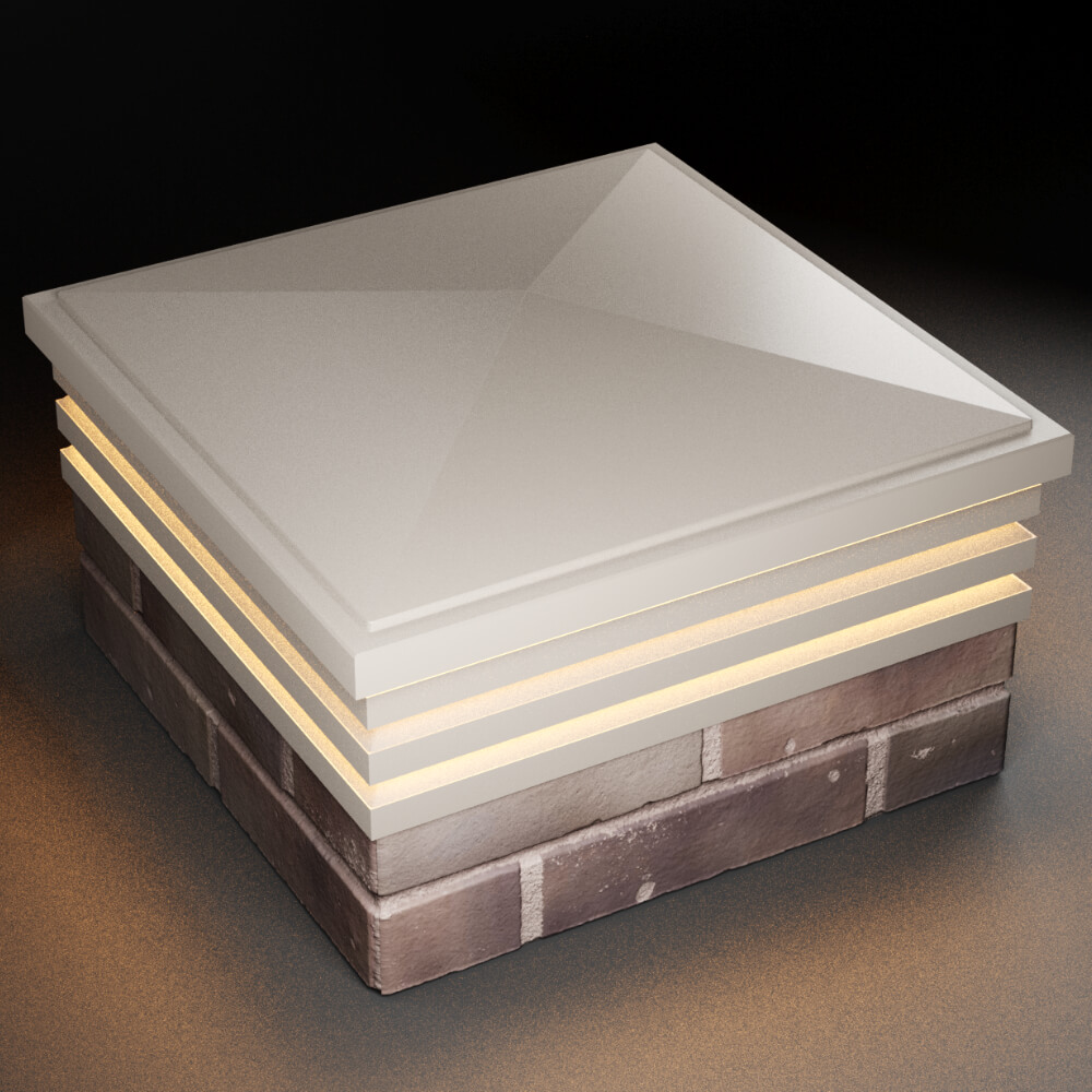 Колпак Zking Бона ХайТек Бежевый на столб 2х2 кирпича (513х513мм) с подсветкой